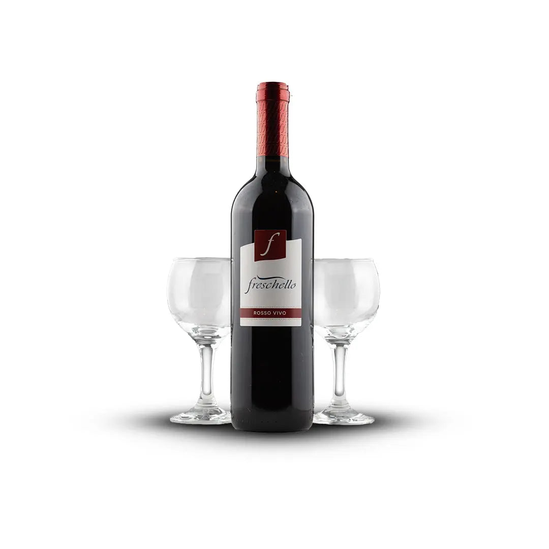 Crveno vino ROSO VIVO + 2 ČAŠE Freschello 0,75 l Trampex