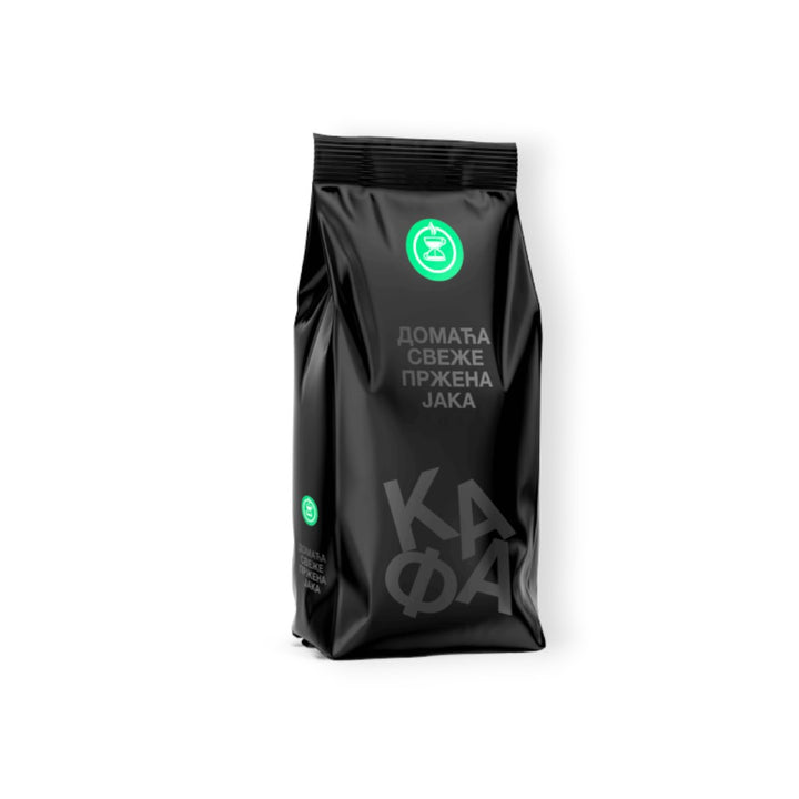 Delikatesi i tako to... Kafa domaća jaka ground coffee in a black bag, 200g. Freshly roasted.