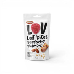 Delikatesi i tako to... Pellito raspberry and almond oat bites in a 70g snack pouch, gluten and lactose free.
