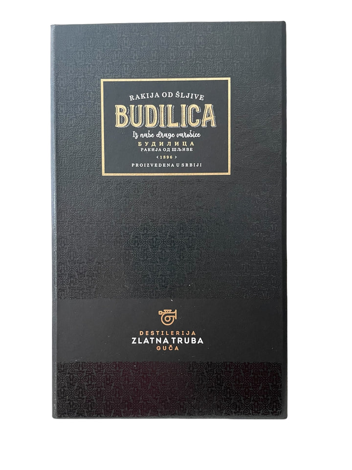 Rakija od šljive BUDILICA Destilerija Zlatna truba Guča BOX 0,7l