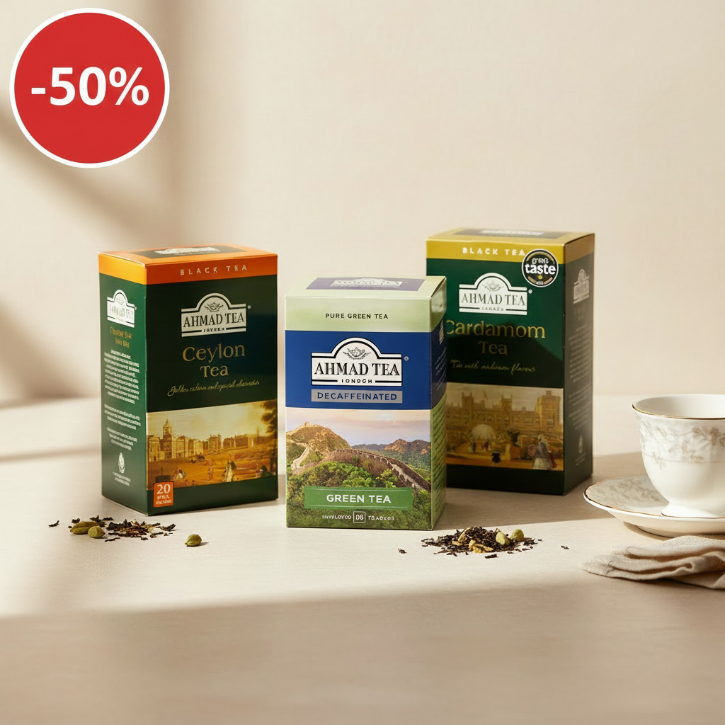 Ahmad Tea Ceylon/Green/Cardamom bundle sa -50% nalepnicom gore levo