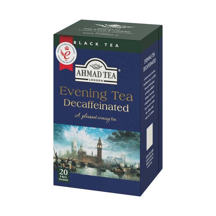 Delikatesi i tako to... Ahmad Tea Evening decaffeinated black tea box with bergamot aroma and 20 foil tea bags