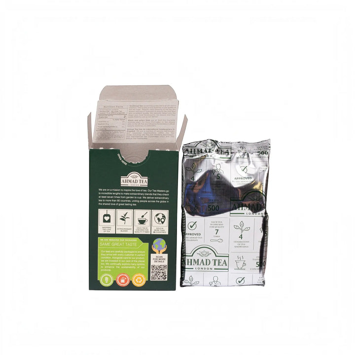 Delikatesi i tako to... Ahmad Tea Assam loose leaf tea in a 100g foil bag with its open green cardboard box