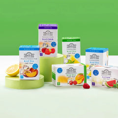 Delikatesi i tako to... collection of Ahmad Tea cold brew iced tea boxes featuring various fruit flavors