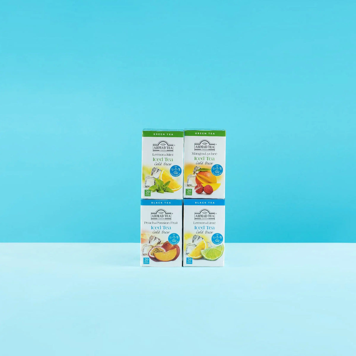 Delikatesi i tako to... Ahmad Tea cold brew iced tea selection boxes featuring peach, passion fruit, and citrus flavors