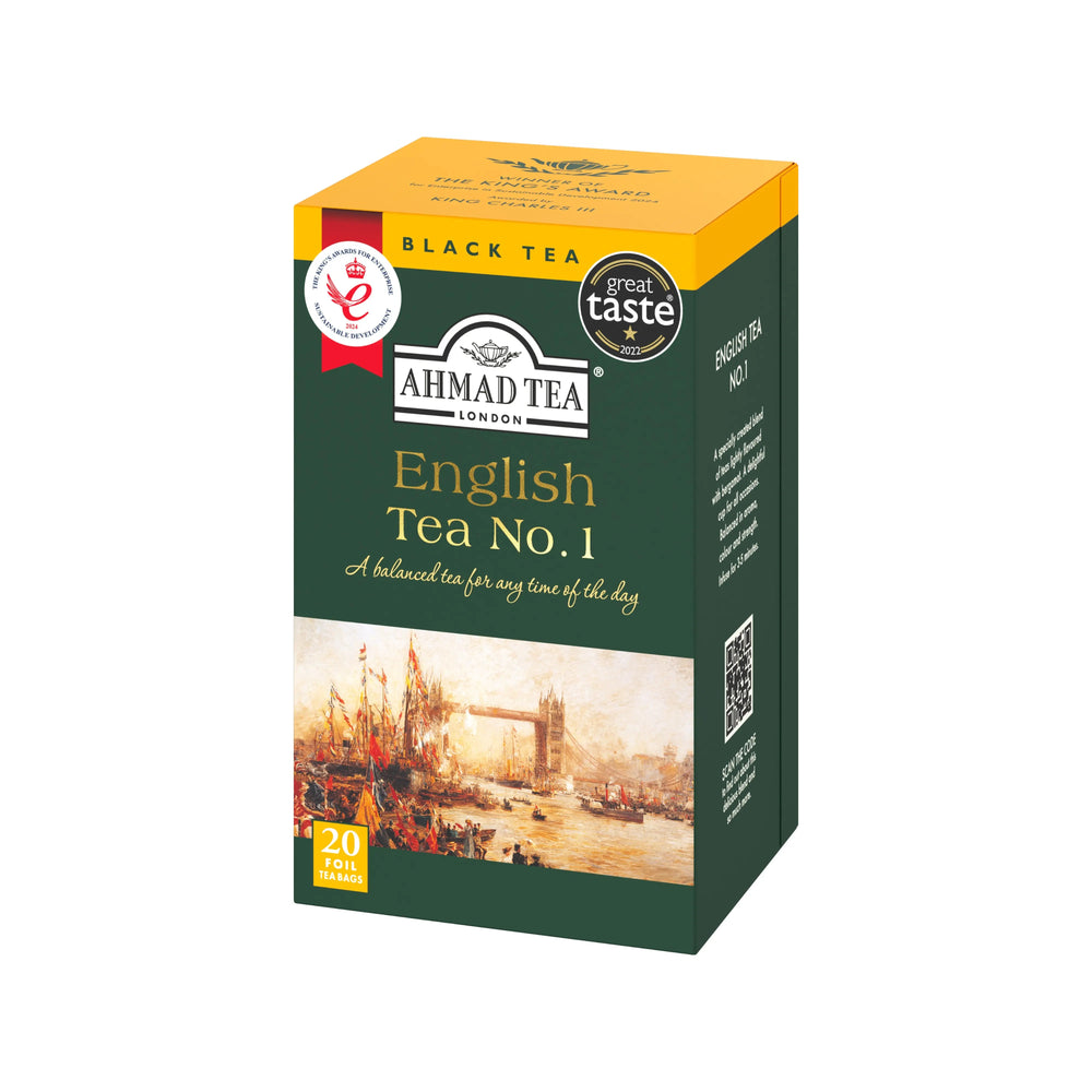 Delikatesi i tako to... Ahmad Tea English Tea No 1 black tea box with 20 foil teabags and London bridge illustration