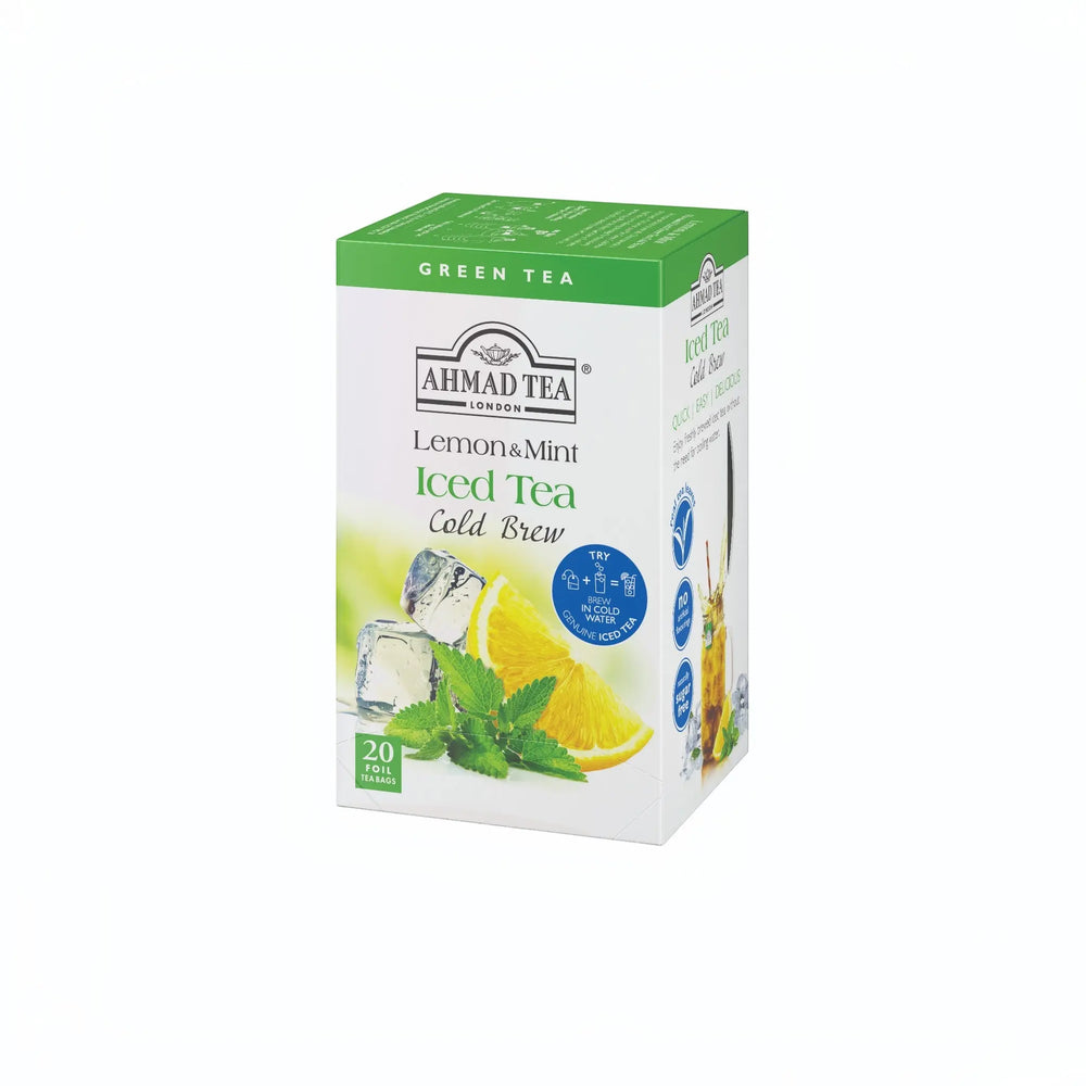 Delikatesi i tako to... Ahmad Tea Lemon and Mint cold brew green tea box with 20 foil tea bags for iced drinks