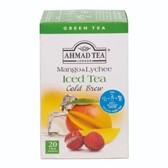 Delikatesi i tako to... Ahmad Tea Mango & Lychee Cold Brew green tea box with 20 foil tea bags for iced tea