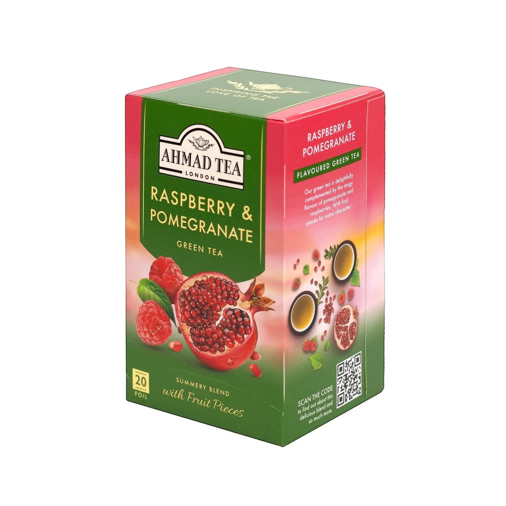 Delikatesi i tako to... Ahmad Tea Raspberry and Pomegranate green tea box with 20 foil tea bags