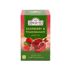 Delikatesi i tako to... Ahmad Tea Raspberry and Pomegranate green tea box with 20 foil-wrapped tea bags
