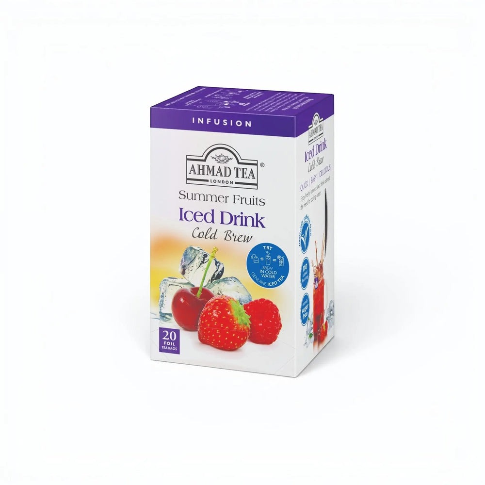 Delikatesi i tako to... Ahmad Tea Summer Fruits cold brew iced tea box with 20 teabags featuring strawberry and cherry