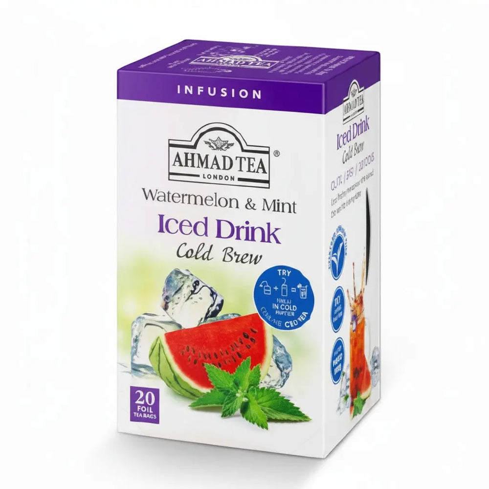 Delikatesi i tako to... Ahmad Tea Watermelon & Mint cold brew iced tea box with 20 foil tea bags