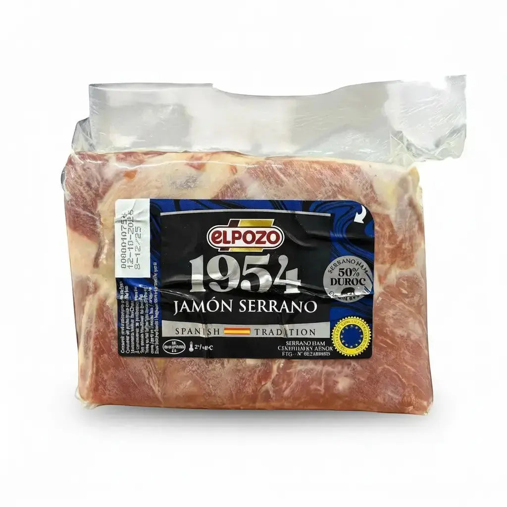 Delikatesi i tako to... ElPozo 1954 Jamon Serrano block in vacuum-sealed packaging