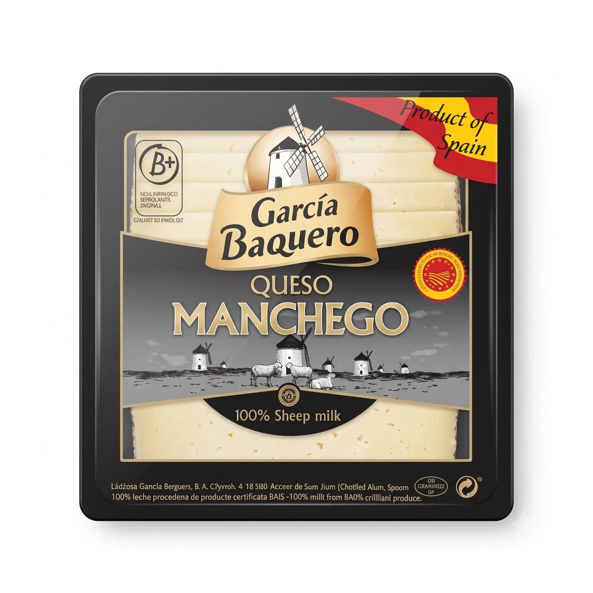 Delikatesi i tako to... Garcia Baquero Manchego sheep milk cheese in 150g square black packaging