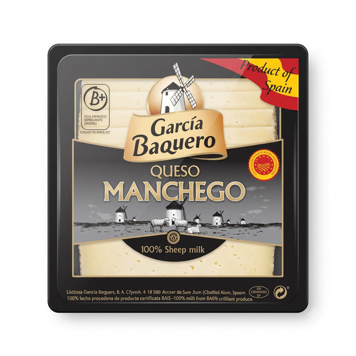 Delikatesi i tako to... Garcia Baquero Manchego sheep milk cheese in 150g square black packaging