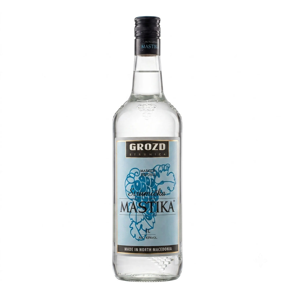 Delikatesi i tako to... Grozd Strumička Mastika 1L bottle of clear grape-based anise-flavored spirit