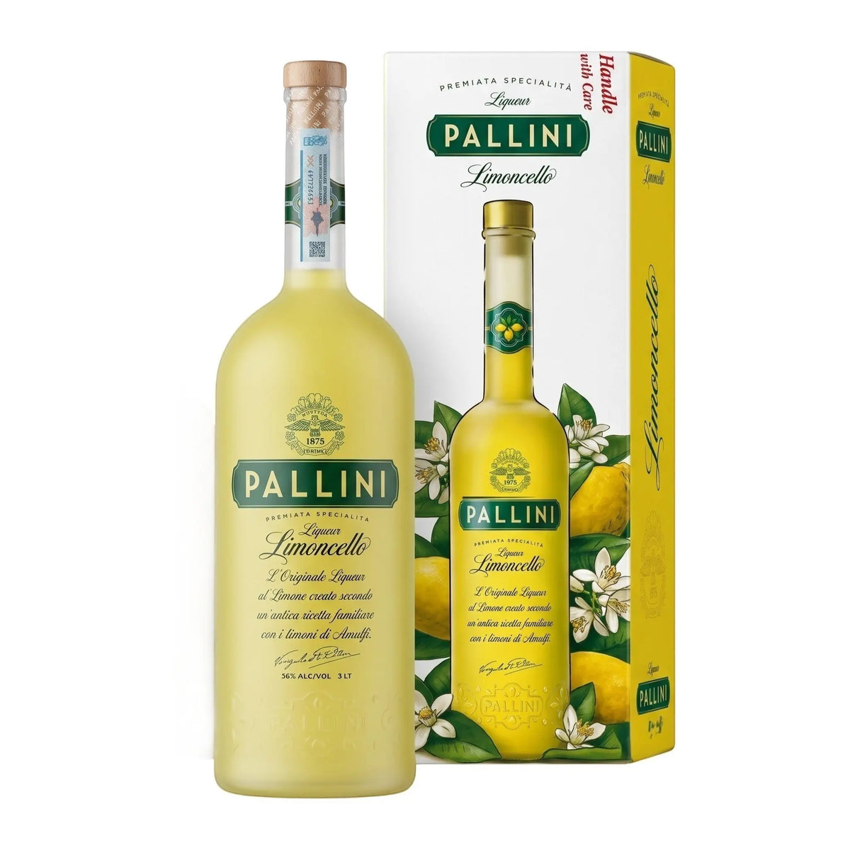 Delikatesi i tako to... Pallini Limoncello 3L bottle with gift box featuring Amalfi lemon illustrations