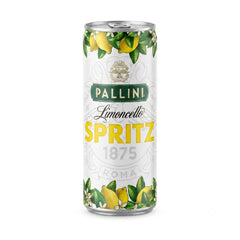 Delikatesi i tako to... Pallini Limoncello Spritz cocktail in a 250ml can with lemon and floral illustrations