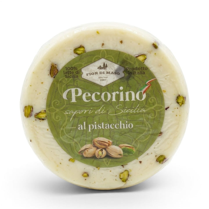 Delikatesi i tako to... Fior di Maso Pecorino sheep milk cheese wheel with Sicilian pistachios