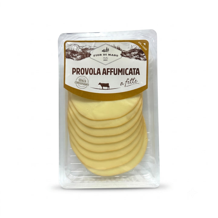 Delikatesi i tako to... Fior di Maso Provola Affumicata smoked cheese slices in a 130g resealable plastic pack
