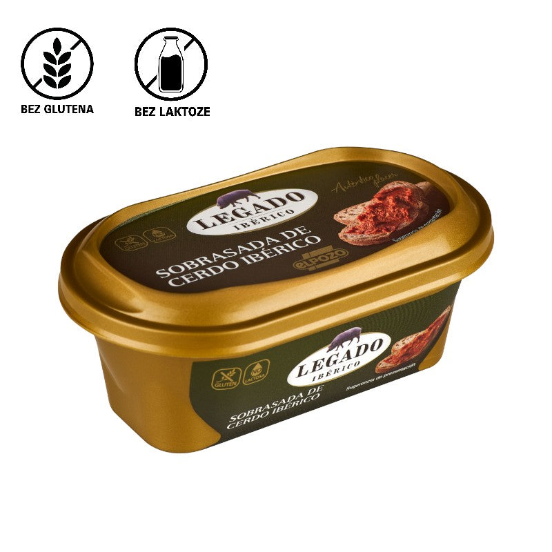 Delikatesi i tako to... Legado Iberico Sobrasada de Cerdo Iberico spread in a 400g gold plastic container