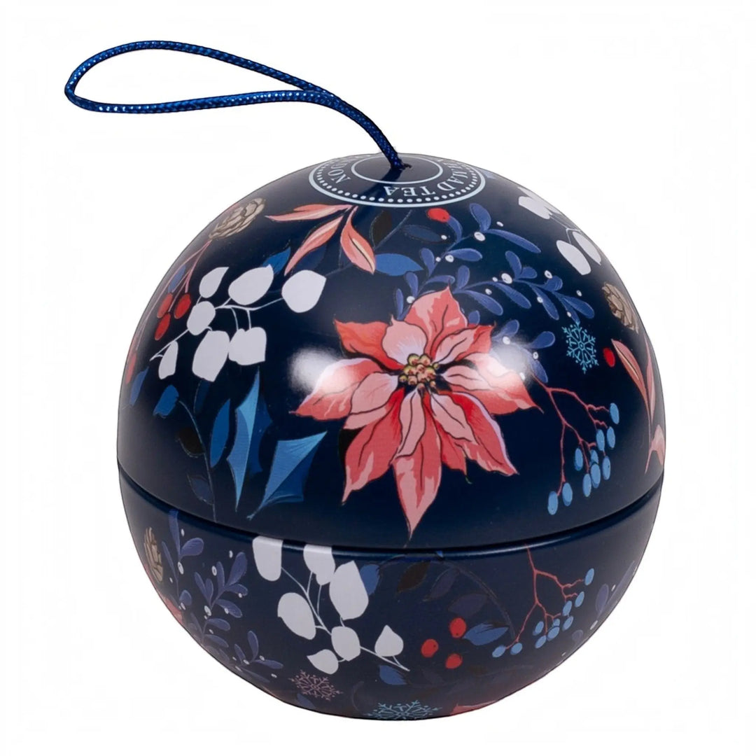 Delikatesi i tako to... Winter Wonder Christmas bauble tin containing English Breakfast tea with floral print