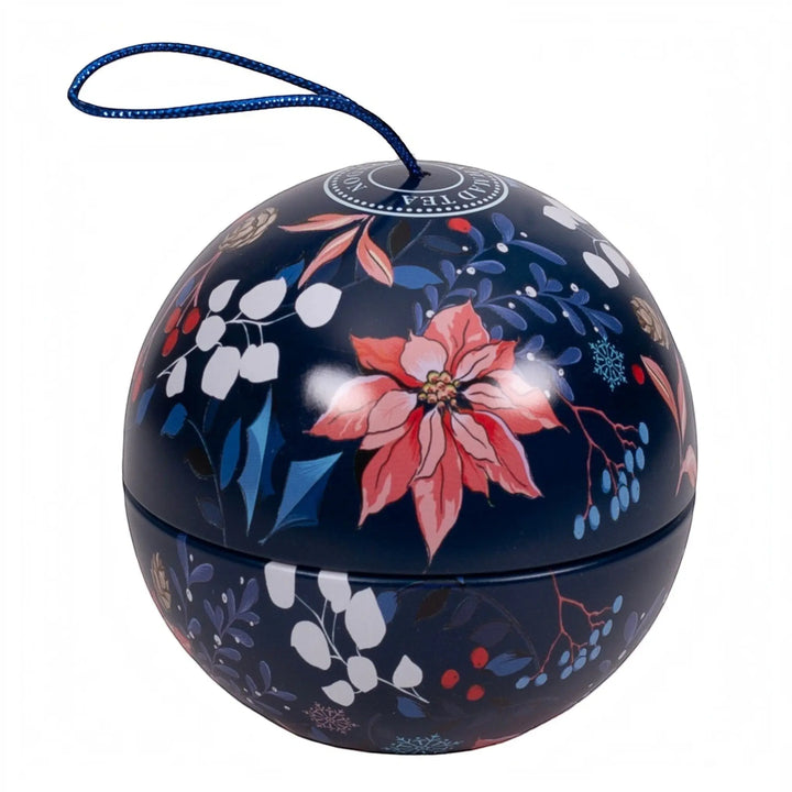 Delikatesi i tako to... Winter Wonder Christmas bauble tin containing English Breakfast tea with floral print