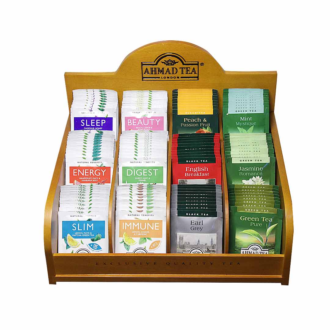 Čaj otvorena drvena kutija ahmad tea selection 12x10 kesica Trampex
