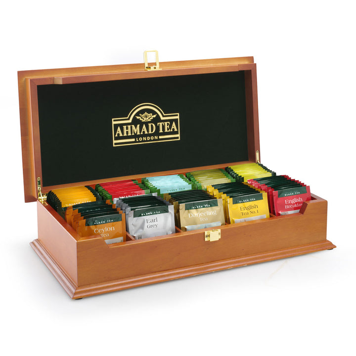Čaj elegantna drvena kutija mix ahmad tea 10x10 kesica