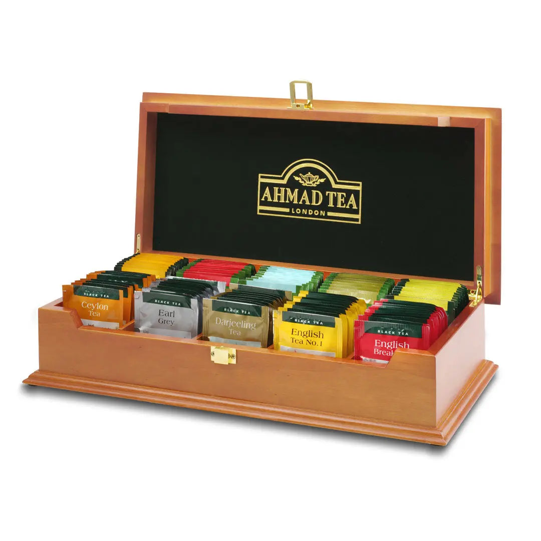 Čaj elegantna drvena kutija mix ahmad tea 10x10 kesica Trampex