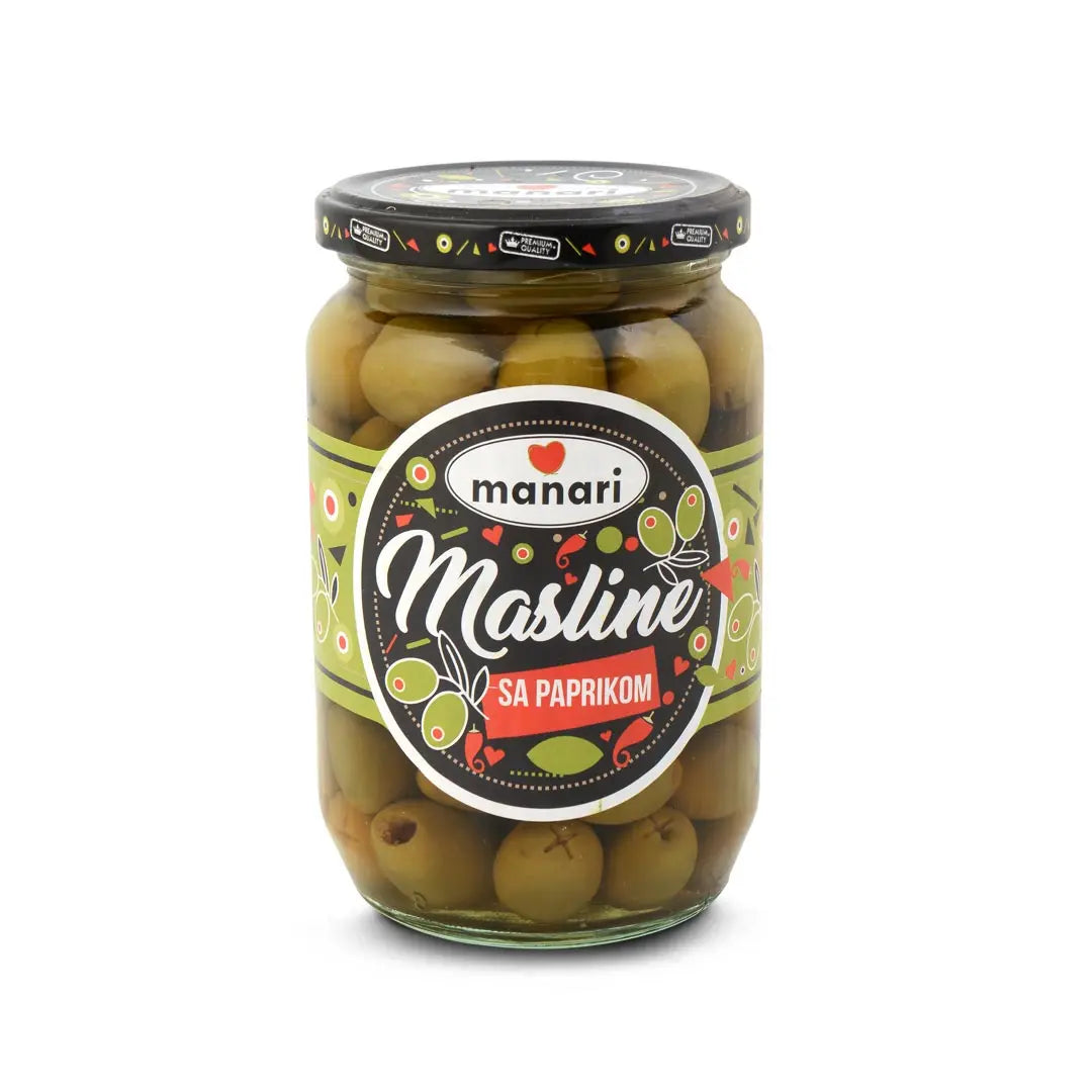 Masline punjene paprikom Manari 680 g Delikatesi i tako to