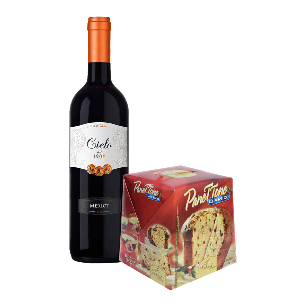 Poklon set Panettone + Vino (classic & merlot)